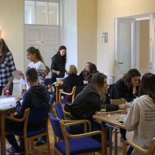 The participants during their creative work on their museum projects.